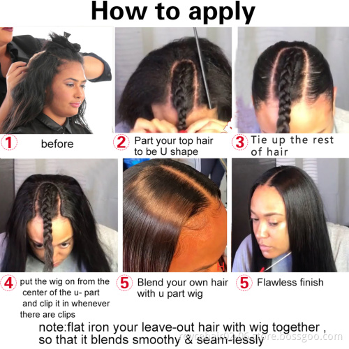 150% Density Natural Human Hair Wigs Can Be Permed and Dye , U part Brazilian Human Hair Wigs without All the Glue and Sewing